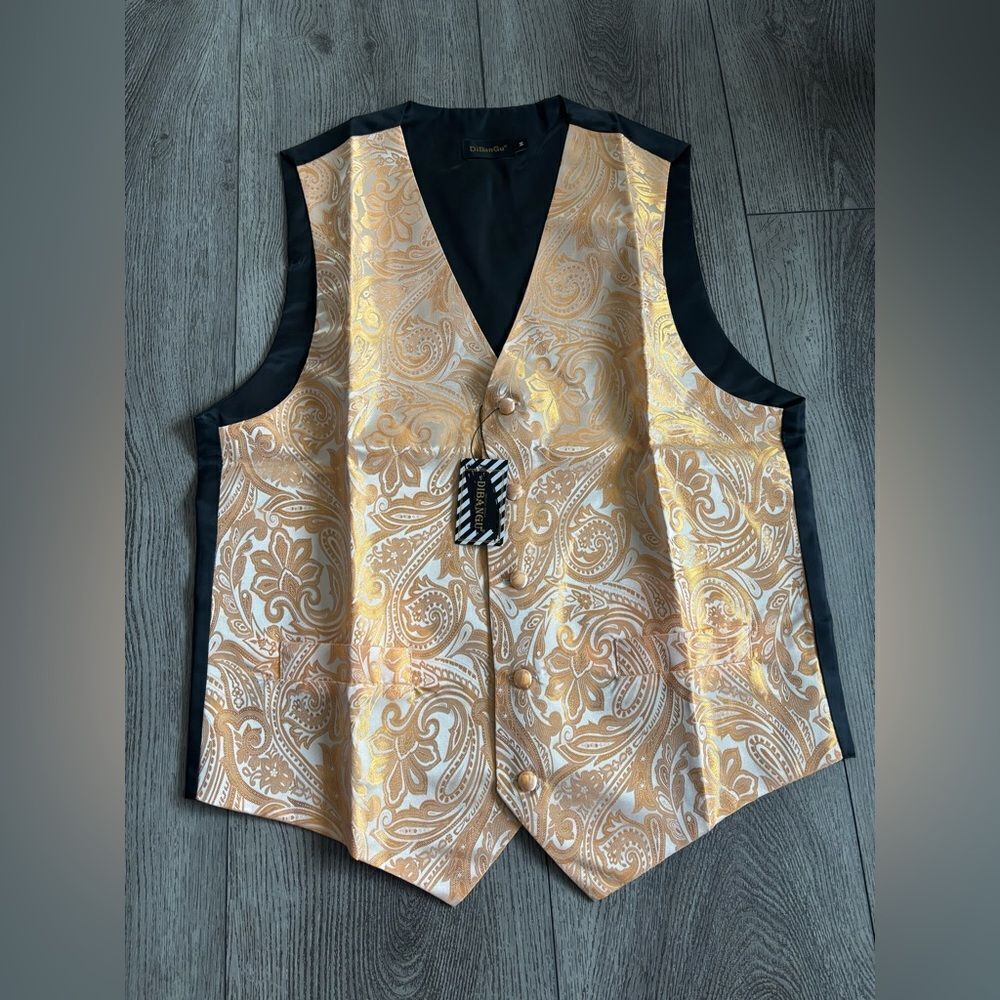 Di ban gu Elegant Gold / orange Paisley Vest